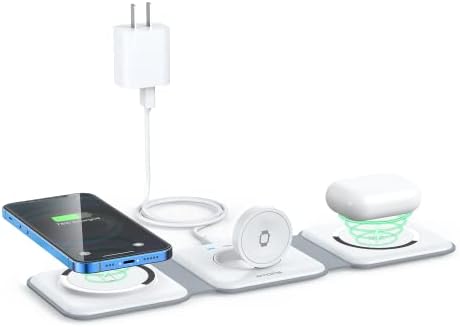Wireless Charger 3 in 1,RTOPS Magnetic Travel Wireless Charging Station Multiple Devices,GaN 3 in 1 Charging Station,Compatible for iPhone16/15/14/13/Pro/Max,iWatch,AirPods4/3/2/Pro(Adapter Includes)