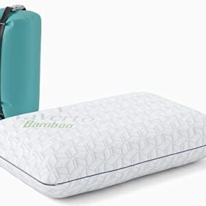 Vaverto Small Memory Foam Bed Pillow for Camping - Compressible Medium Firm, Breathable Cover, Machine Washable, Ideal Backpacking