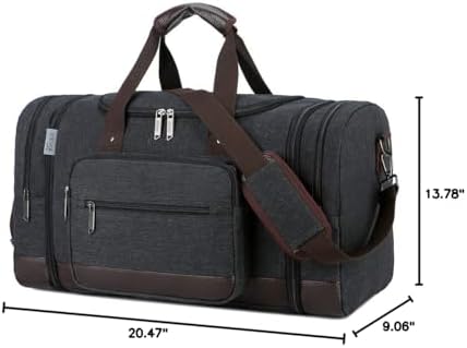 Wolhbege Duffle Bag for Travel,Mens Travel Bag & Carry On Bag for Men with Expandable Design and Luggage Sleeve –Duffel Bag for Gym, Weekender, Overnight Trips Black - Image 7