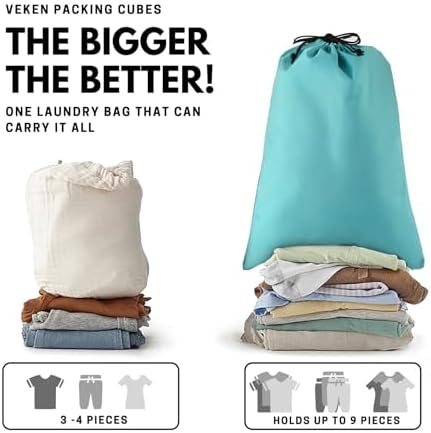 Veken 6 Set Packing Cubes for Suitcases, Travel Essentials for Carry on Luggage, Suitcase Organizer Bags Set for Travel Accessories in 4 Sizes(Extra Large, Large, Medium, Small),Cyan - Image 8