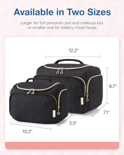 BAGSMART Travel Toiletry Bag, Large Wide-open Travel Bag for Toiletries, Makeup Cosmetic Travel Bag with Handle, Black-L - Image 5