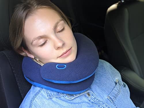 BCOZZY Travel Neck Pillow for Airplane – Patented Double Support for Head, Neck, and Chin. Best for Long Flights, Plane Sleeping, and Car Rides. Adjustable Size. Fully Washable. Carry Bag. Large, Navy - Image 10