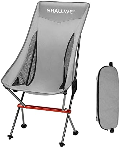 Ultralight High Back Folding Camping Chair, Upgraded All Aluminum Frame for Adult, Built-in Pillow, Side Pocket & Carry Bag, Compact & Heavy Duty for Outdoor Backpacking(Silver)
