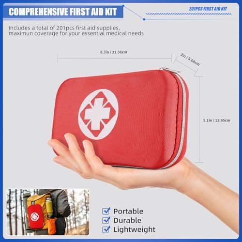 Mini Travel First Aid Kit, Emergency Kit with 201PCS First Aid Supplies and Waterproof Compact Bag, Survival Medical Kit for Home Car Office Camping Hiking - Image 2