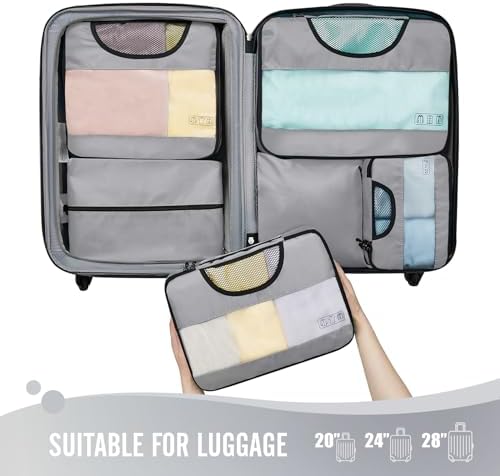 Veken 6 Set of Various Size Packing Cubes for Travel, Suitcase Organizer Bags Set with Shoe Bag, Luggage Organizer for Travel Accessories Travel Essentials - Image 3