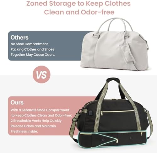 Cambond Weekender Bags for Women - Carry on Overnight Bags for Women Travel with Expandable Shoe Compartment and USB Charging Port, Travel Duffel Gym Bags with Toiletry Underwear Laundry Bag, 4 Set - Image 7