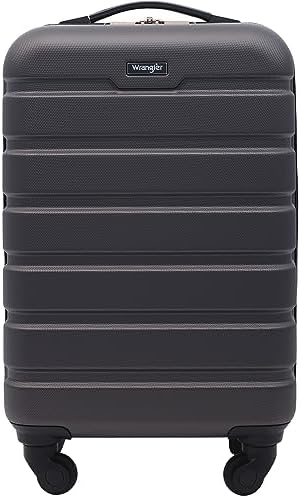 Wrangler 20" Hardside Carry-On Spinner Luggage, Charcoal, 22-Inch