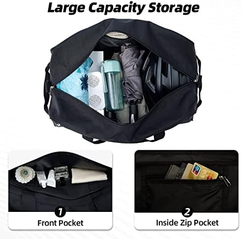30L Travel Duffel Bag Small Carry On Weekend and Overnight Bag Lightweight Luggage Bag for Traveling Sport-Black - Image 2