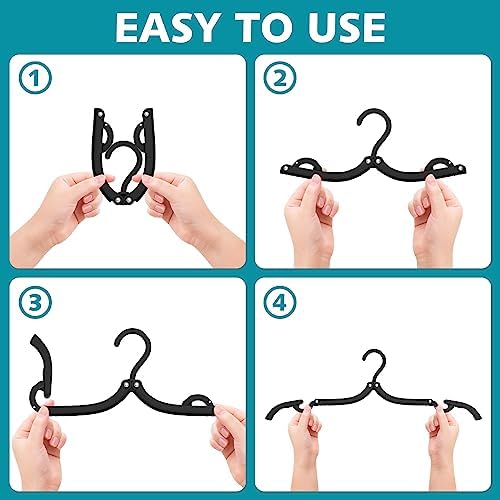30 Pcs Travel Hangers Portable Foldable Travel Hanger Organizer, Plastic Travel Accessories Essentials Clothes Hanging Rack Folding Hangers for Traveling Camping Flying RV Cruises Suitcase, Black - Image 6