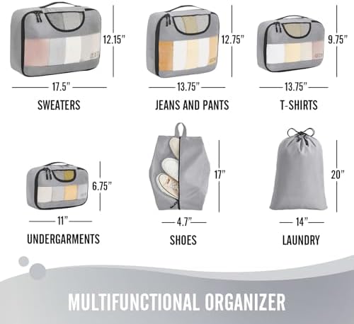 Veken 6 Set of Various Size Packing Cubes for Travel, Suitcase Organizer Bags Set with Shoe Bag, Luggage Organizer for Travel Accessories Travel Essentials - Image 6