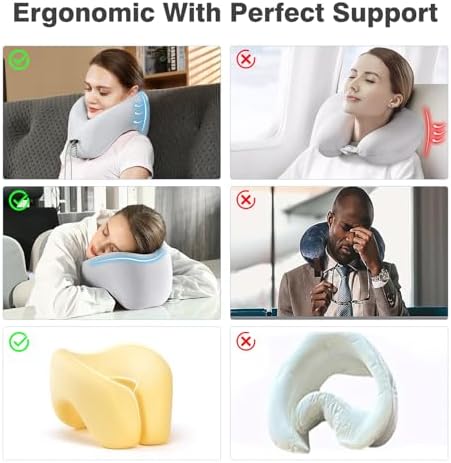2-in-1 Travel Neck Pillow, Advanced Neck Support for Long Flights, Portable Drawstring Bag, U Shape Memory Foam Pillows for Traveling, Car, Home - Image 3