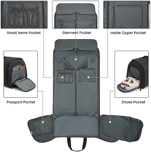 S-ZONE Carry On Garment Bag for Travel Convertible Garment Duffle Bag Suit Bags for Men Women Travel 2 in 1 Hanging Suitcase Business Travel Bag with Toiletry Bag, Black, 50l - Image 6