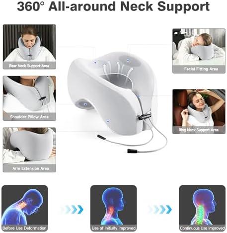 2-in-1 Travel Neck Pillow, Advanced Neck Support for Long Flights, Portable Drawstring Bag, U Shape Memory Foam Pillows for Traveling, Car, Home - Image 2