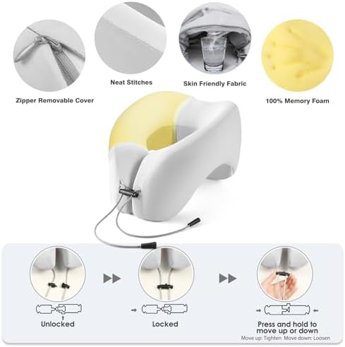 2-in-1 Travel Neck Pillow, Advanced Neck Support for Long Flights, Portable Drawstring Bag, U Shape Memory Foam Pillows for Traveling, Car, Home - Image 5