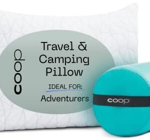 Coop Home Goods Original Travel & Camp Adjustable Pillow, Small Camping Pillow with Compressible Stuff Sack - Medium-Firm Memory Foam with Lulltra Washable Cover, CertiPUR-US Certified (19x13)