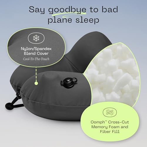 Coop Home Goods AirJustable Travel Neck Pillow, Inflatable, Adjustable Support for Neck & Chin, Compact Travel Pillow, Soft Memory Foam Comfort, Airplane Travel Essentials, Cooling & Washable Cover - Image 3