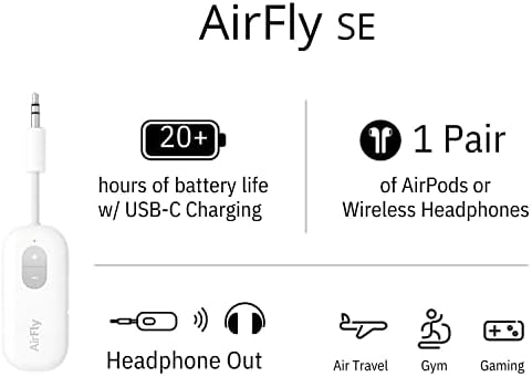 Twelve South AirFly SE Audio Streaming for TV/Airplane to Wireless Headphones – Wireless Adapter for AirPods, Airplane, Car, Gym, Home, Use with Any 3.5 mm Audio Jack - Image 9
