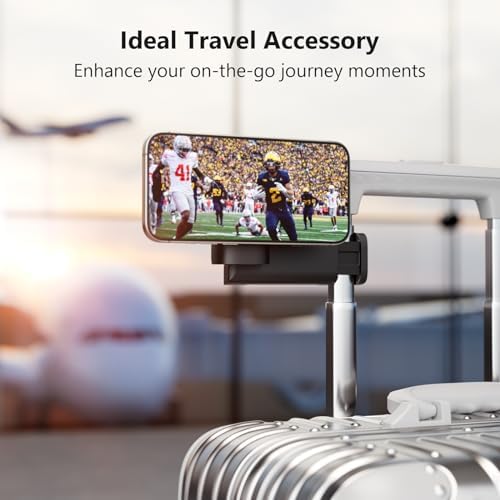 MiiKARE Airplane Travel Essentials Phone Holder for Magsafe, Universal Handsfree Phone Mount for Flying with 360 Degree Rotation, Travel Must Haves Phone Stand for Desk, Tray Table, Black - Image 4