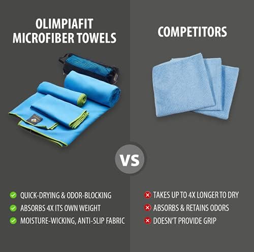 OlimpiaFit Quick Dry Towel - 3 Size Pack of Lightweight Microfiber Travel Towels w/Bag - Fast Drying Towel Set for Camping, Beach, Gym, Backpacking, Sports, Yoga & Swim Use - Image 5