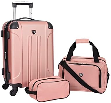Travelers Club Chicago Hardside Expandable Spinner Luggage, Rose Gold, 3 Piece Set