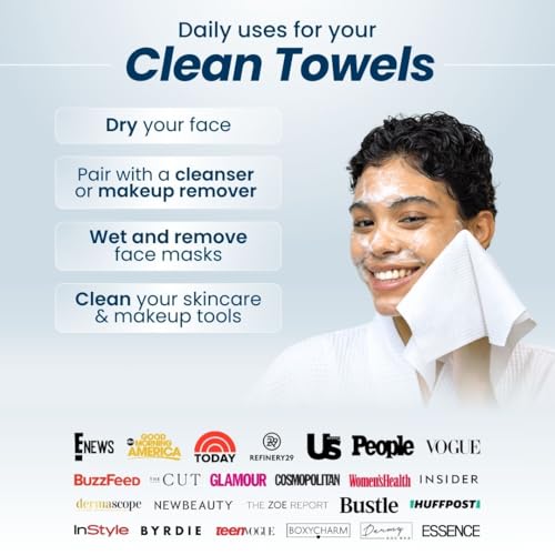 Clean Skin Club Clean Towels XL™, 100% USDA Biobased Face Towel, Disposable Face Towelette, Makeup Remover Dry Wipes, Ultra Soft, 50 Ct, 1 Pack - Image 6