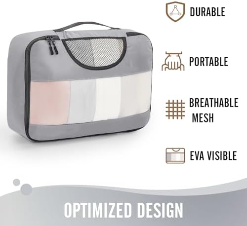 Veken 6 Set of Various Size Packing Cubes for Travel, Suitcase Organizer Bags Set with Shoe Bag, Luggage Organizer for Travel Accessories Travel Essentials - Image 4