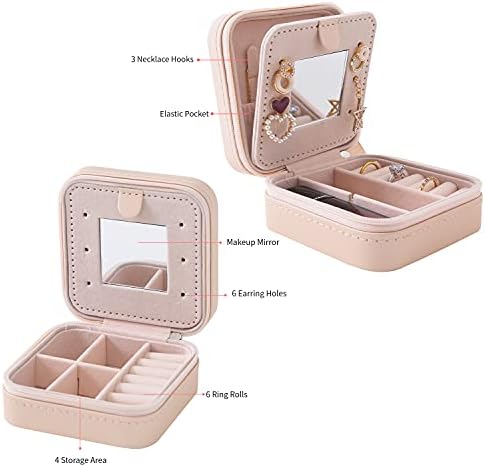 KElofoN Travel Jewelry Case and Organizer with Mirror - Gift for Women and Girls - Image 4