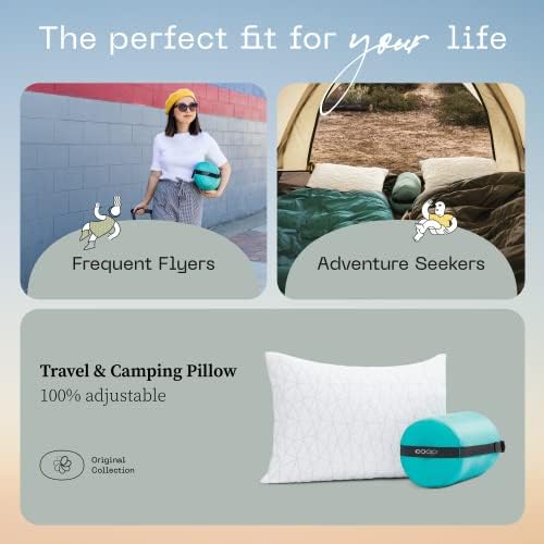 Coop Home Goods Original Travel & Camp Adjustable Pillow, Small Camping Pillow with Compressible Stuff Sack - Medium-Firm Memory Foam with Lulltra Washable Cover, CertiPUR-US Certified (19x13) - Image 3