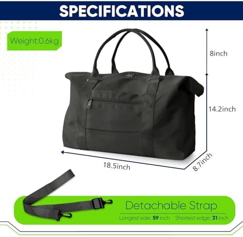 Travel Duffle Bag, Weekender Travel Bag Men Small Gym Bag for Women, Hospital Bag for Labor and Delivery, Overnight Bag Luggage Bag with Trolley Sleeve, Airplane Travel Essentials for Flying(Black) - Image 4