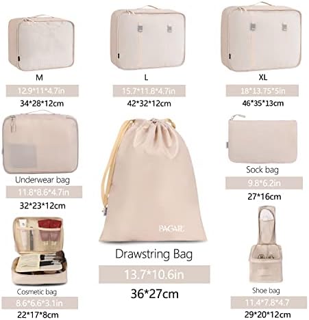 BAGAIL 8 Set Packing Cubes Luggage Packing Organizers for Travel Accessories-Cream - Image 2