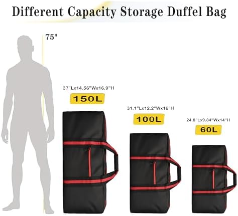 100L Large Duffle Bag, 31.1” Foldable Weekender Bag, Lightweight Travel Bag for Overnight Camping, Storage, Water Resistant Duffel Holdall Bag for Men Women - Image 2
