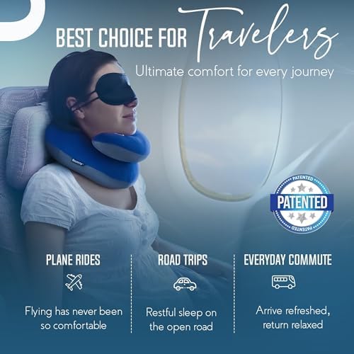 BCOZZY Travel Neck Pillow for Airplane – Patented Double Support for Head, Neck, and Chin. Best for Long Flights, Plane Sleeping, and Car Rides. Adjustable Size. Fully Washable. Carry Bag. Large, Navy - Image 8