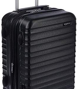 Amazon Basics Suitcase, Hardside Luggage with Spinner Wheels, Scratch-Resistant Surface, Black, 21-Inch