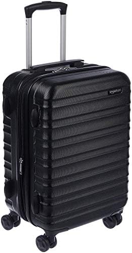 Amazon Basics Suitcase, Hardside Luggage with Spinner Wheels, Scratch-Resistant Surface, Black, 21-Inch