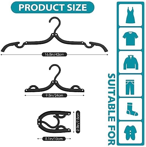 30 Pcs Travel Hangers Portable Foldable Travel Hanger Organizer, Plastic Travel Accessories Essentials Clothes Hanging Rack Folding Hangers for Traveling Camping Flying RV Cruises Suitcase, Black - Image 2