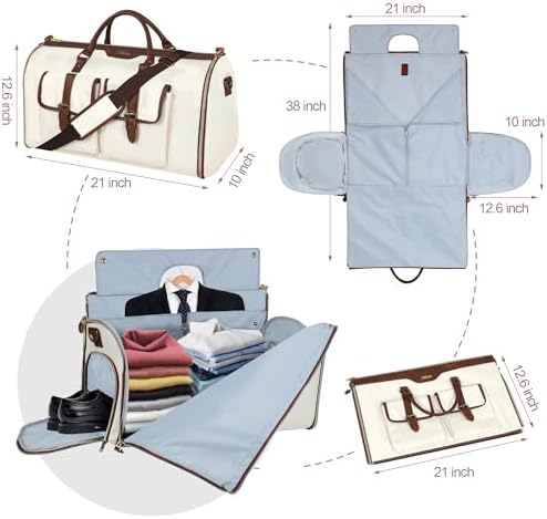 Garment Bag for Travel, Carry On Garment bag, Convertible Duffel Bag with Shoe Compartment, Perfect for Business Trips and Weekend Getaways (N. Beige) - Image 2