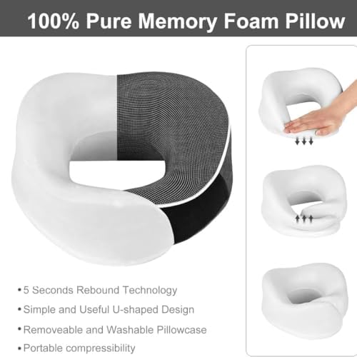 Travel Neck Pillow, Memory Foam Donut Travel Pillow, Comfortable Double Support for Head, Neck, and Chin, Comfortable for Flights, Car, and Home Use, Gray - Image 4