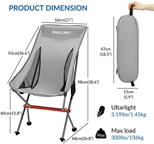 Ultralight High Back Folding Camping Chair, Upgraded All Aluminum Frame for Adult, Built-in Pillow, Side Pocket & Carry Bag, Compact & Heavy Duty for Outdoor Backpacking(Silver) - Image 2