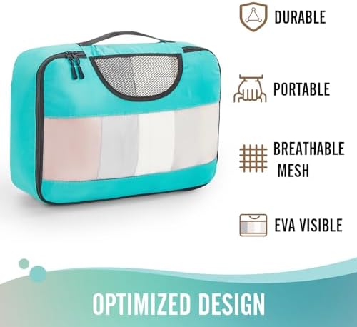Veken 6 Set Packing Cubes for Suitcases, Travel Essentials for Carry on Luggage, Suitcase Organizer Bags Set for Travel Accessories in 4 Sizes(Extra Large, Large, Medium, Small),Cyan - Image 4