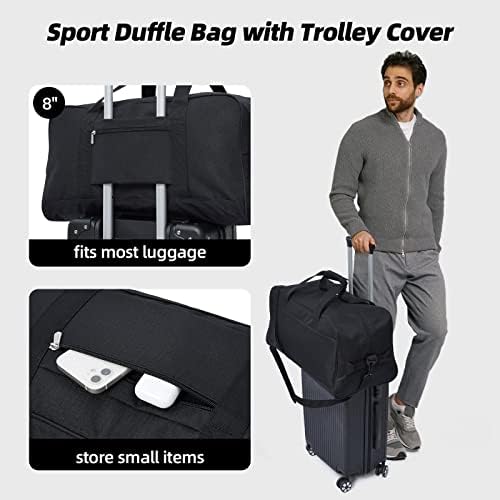 30L Travel Duffel Bag Small Carry On Weekend and Overnight Bag Lightweight Luggage Bag for Traveling Sport-Black - Image 7