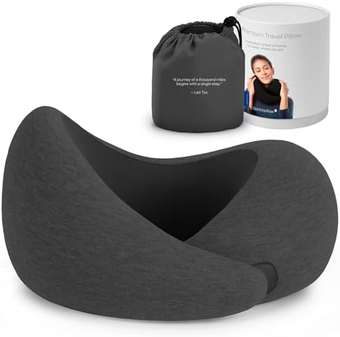 Ostrichpillow Go Neck Pillow - Premium Memory Foam Travel Pillow, 360º Ergonomic Design, Asymmetrical Sides, Travel Bag Included, Washable Modal Cover