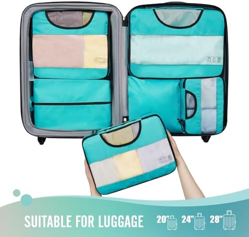 Veken 6 Set Packing Cubes for Suitcases, Travel Essentials for Carry on Luggage, Suitcase Organizer Bags Set for Travel Accessories in 4 Sizes(Extra Large, Large, Medium, Small),Cyan - Image 6