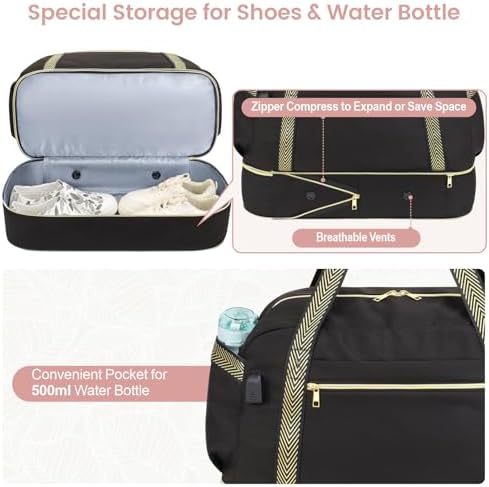 Cambond Weekender Bags for Women - Carry on Overnight Bags for Women Travel with Expandable Shoe Compartment and USB Charging Port, Travel Duffel Gym Bags with Toiletry Underwear Laundry Bag, 4 Set - Image 8