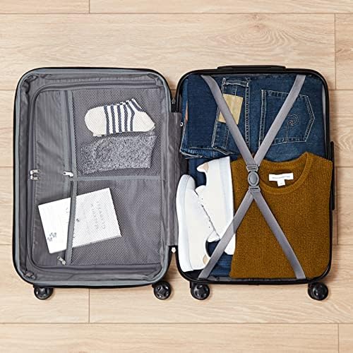 Amazon Basics Suitcase, Hardside Luggage with Spinner Wheels, Scratch-Resistant Surface, Black, 21-Inch - Image 3