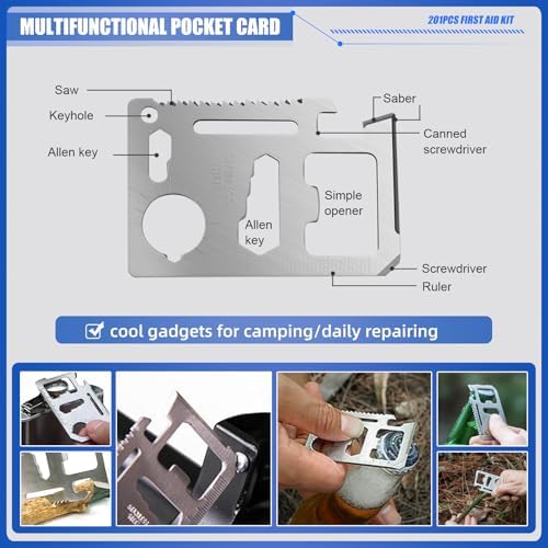 Mini Travel First Aid Kit, Emergency Kit with 201PCS First Aid Supplies and Waterproof Compact Bag, Survival Medical Kit for Home Car Office Camping Hiking - Image 5