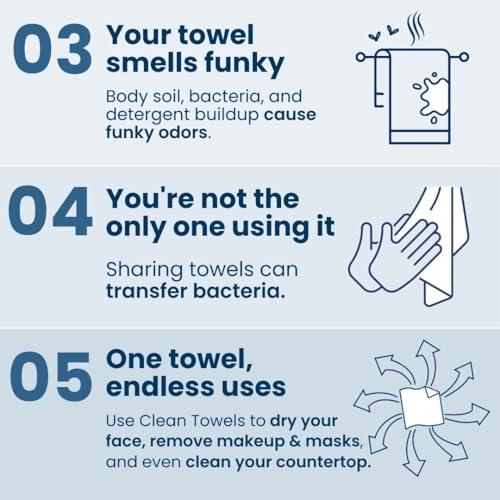 Clean Skin Club Clean Towels XL™, 100% USDA Biobased Face Towel, Disposable Face Towelette, Makeup Remover Dry Wipes, Ultra Soft, 50 Ct, 1 Pack - Image 5