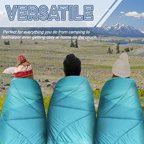 Outdoor Puffy Camping Blanket, Lightweight Down Alternative Puffy Printed Camping Large Ultra Warm Hammock Top Quilt Waterproof Blanket for Traveling Picnic Beach Party Cold Weather (Green Mountain) - Image 6