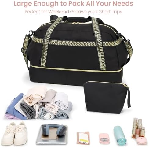 Cambond Weekender Bags for Women - Carry on Overnight Bags for Women Travel with Expandable Shoe Compartment and USB Charging Port, Travel Duffel Gym Bags with Toiletry Underwear Laundry Bag, 4 Set - Image 3