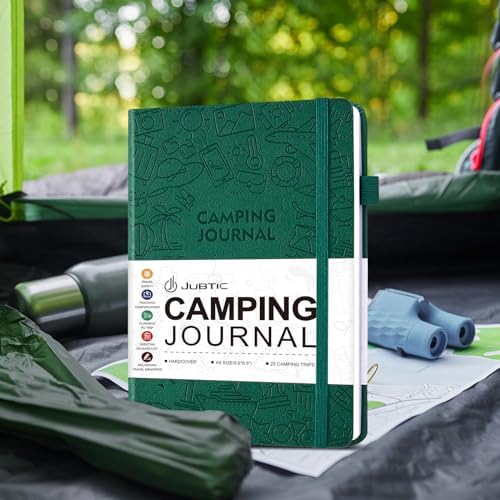 JUBTIC Camping Journal and RV Travel Log Book, A5 Adventure Journal for 25 Camping, Hiking Journal, Family Travel Books Camper Essentials Camping Gifts for Women-Dark Green - Image 6