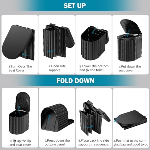 Portable Toilet, Upgraded 12-inch Toilet Seat, Folding Toilet With Removable Paper Holder, Camping Toilet With A Load Capacity Of 450 Lbs, Portable Potty For Indoor, Outdoor, And Emergency Use - Image 6
